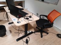 Bureau droit en métal noir et mélaminé façon bois (photo 2)