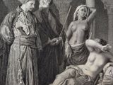 un vieux dessin représentant une femme emmenée du lit d'un homme