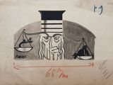 drawing of a drawing of a man and a woman on a scale