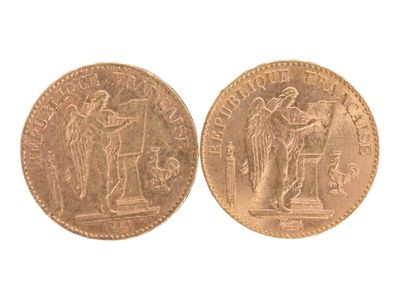 Deux pièces de 20 Francs or au génie de 1895, (usures). - Photo 1