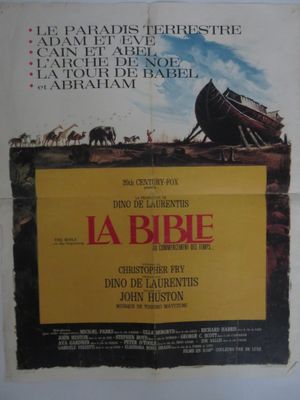 L'affiche du film « La Bible » est accrochée au mur.