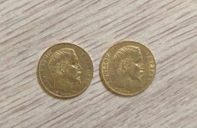 2 pièces de 20F OR Napoléon III tête nue 1856 et 1858 A