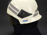 a close up of a helmet on a mannequin ' s head