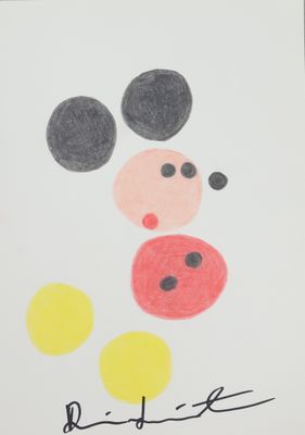 a drawing of a mickey mouse face on a white paper