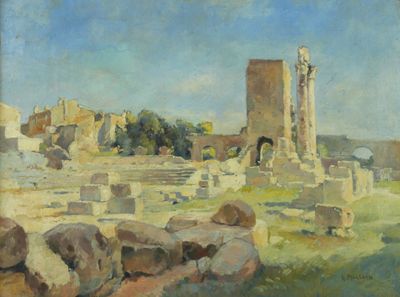 Henri Pierre PAILLARD (1844-1912). Théâtre antique. Huile su…