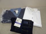 three pairs of men ' s jeans and a pair of men ' s t - shirts