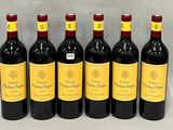 six bouteilles de vin rouge alignées sur une table