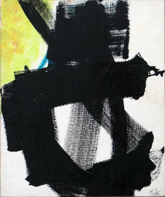 une image représentant un tableau recouvert de peinture noire et jaune