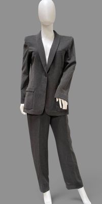a mannequin wearing a suit and tie on a mannequin head