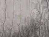 an image of a close up of a white knitted blanket