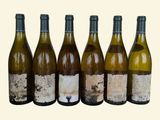 six bottles of wine are lined up in a row on a white background
