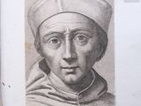 portrait of a man in a cap and robe with a cross on his forehead
