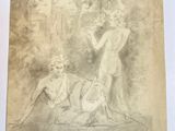 an image of a drawing of two women and a man