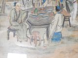 a painting of a group of people sitting around a table
