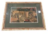 tableau encadré représentant un homme et une femme assis sur un banc