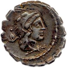une pièce d'argent portant une tête de femme