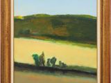 an image of a painting of a landscape with trees in the foreground