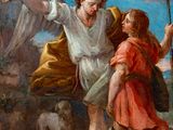 an image of a painting of an angel and a child with a sword