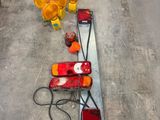 a lot of traffic lights that are on the ground