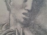 an image of a drawing of a woman ' s face with her hands on her chest