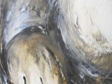 a painting of two birds that are sitting on the ground