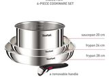 schéma d'un ensemble d'ustensiles de cuisine en acier inoxydable