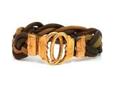 a close up of a bracelet on a white background