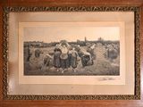 an old picture of a group of people standing in a field