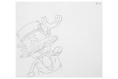 drawing of a cartoon character with a hat on his head