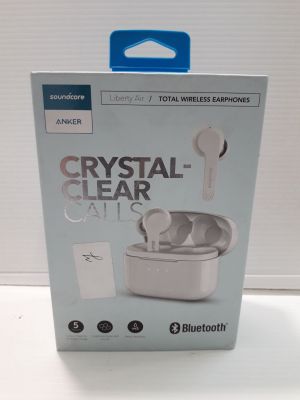 the box of the bluetooth crystal clear earphones is open on the table