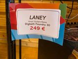 a sign that says laney on the side of a table