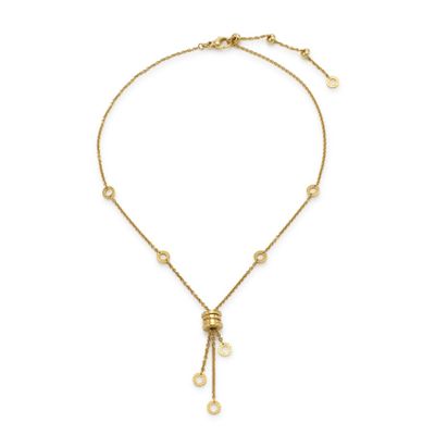 un collier en or avec des perles sur une chaîne