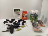 many items that are on the counter in the bathroom
