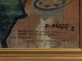 a picture of a painting of a man with a hat on