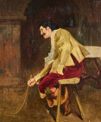 une image d'un tableau représentant un homme assis sur une chaise