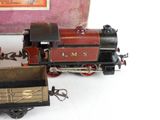 a toy train that is sitting next to a box