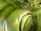 a close up of a green object in a plastic bag
