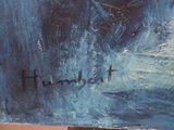 a painting on a easel that has writing on it