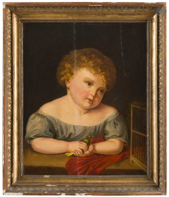 portrait d'une jeune fille avec une cage à oiseaux