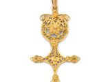 Pendentif en forme de croix en or jaune 14 carats, avec un motif en filigrane
