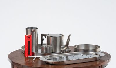 a small table with a lot of different items on it