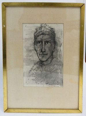 l'image d'un dessin d'un visage de femme dans un cadre doré