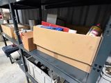 many boxes on the shelves in the room