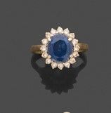 trois bagues en saphir et diamant