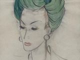 an image of a drawing of a woman with a green turban on her head
