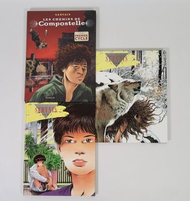 deux livres posés sur une surface blanche, avec une femme et un loup