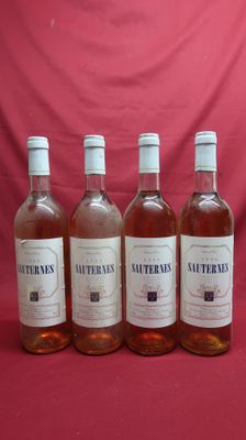 six bottles of wine sit in a row on a red background