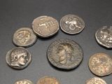 a lot of coins that are on a table