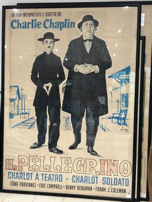 Grande affiche entoilée Charlie Chaplin.