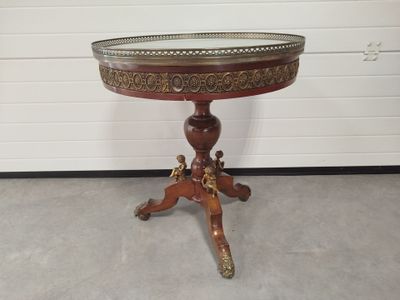 a small table with a tray on top of it